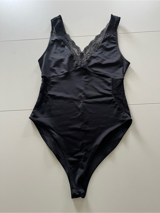 Zara Tops - Zara Black Lace-Trim V-Neck Bodysuit